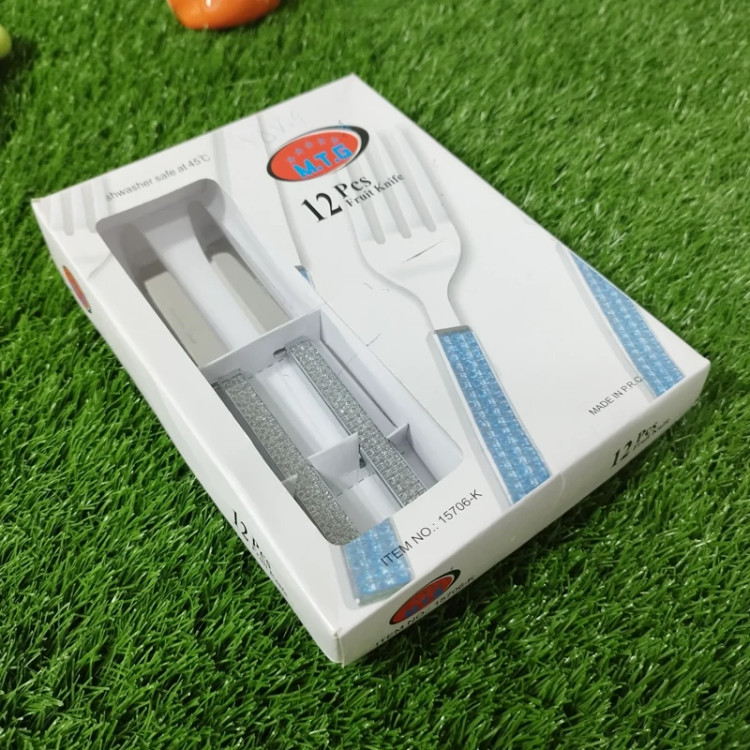 چاقو میوه خوری MTG کد 15706 نقره ای طلایی بسته 12 عددی با ارسال رایگان