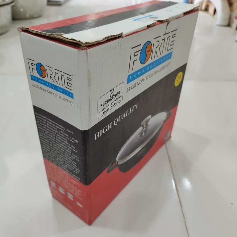 تابه گرانیتی دو دسته سایز 24 برند فورته مشکی FORTE