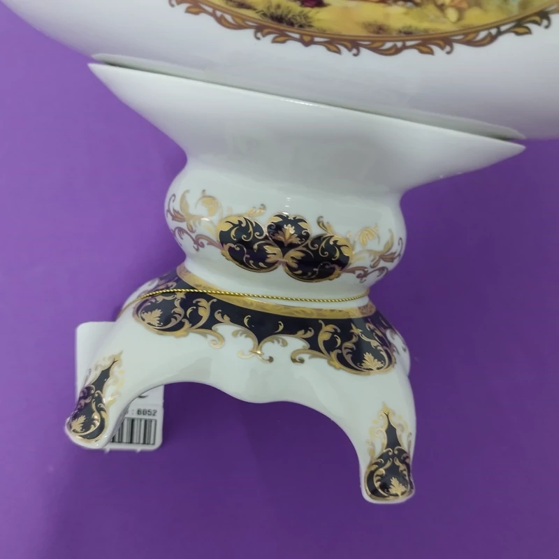 کشکول خوری پایه دار چینی بزرگ لیلی مجنون سرمه ای کد 8052