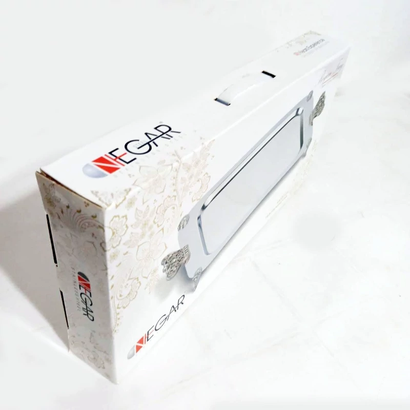 سینی استیل نگار مستطیل کوچک کد 326 مدل تاج با ارسال رایگان