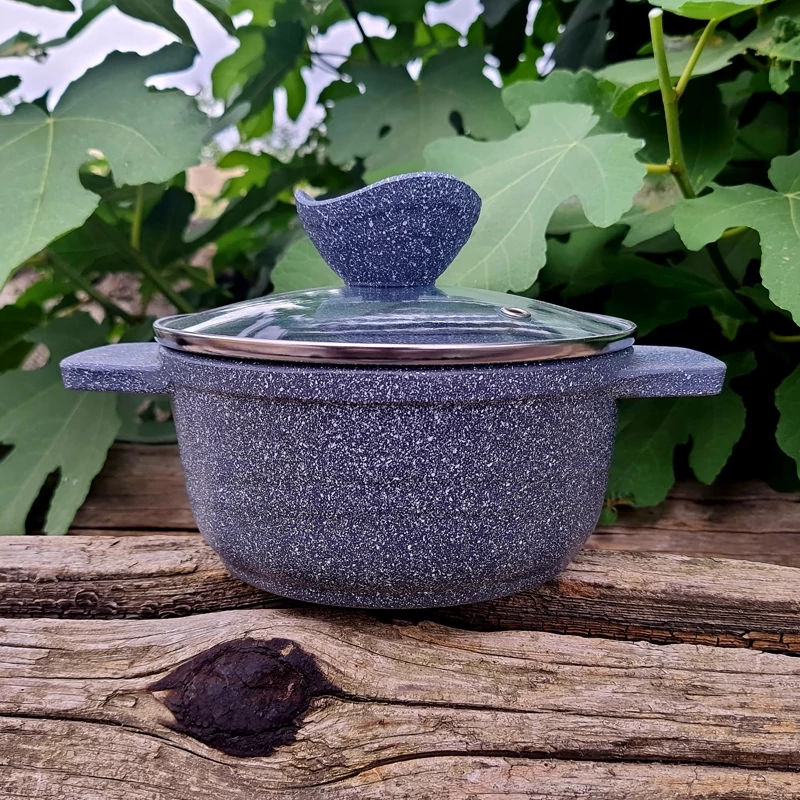 قابلمه گرانیتی سایز 16 پیلو خاکستری PILAU مدل اسنوهپی