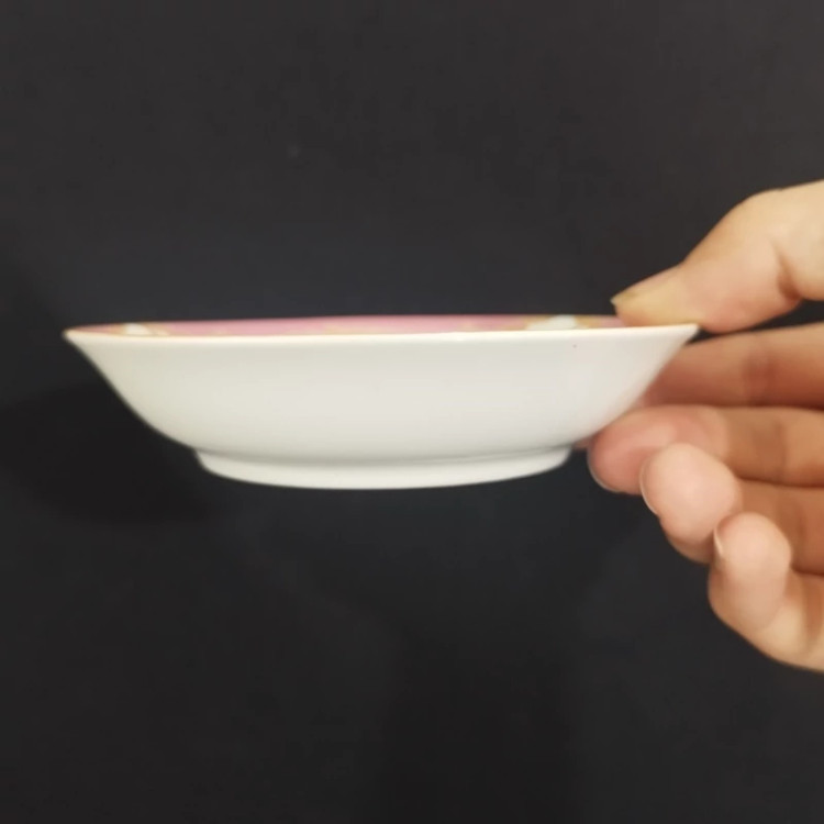 نعلبکی چینی طرح معینی صورتی رز بسته 6 عددی با ارسال رایگان