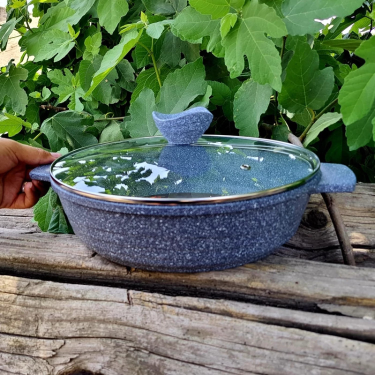 تابه 2 دسته گرانیتی سایز 28 پیلو خاکستری PILAU مدل اسنو هپی ارسال رایگان