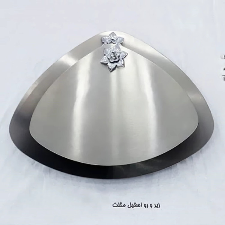 ظرف میوه و شیرینی دو تایی استیل مثلث ارسال رایگان