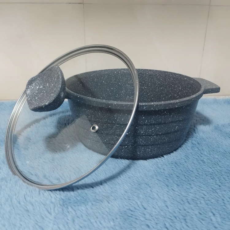 قابلمه گرانیتی سایز 22 پیلو خاکستری مدل اسنو هپی ارسال رایگان
