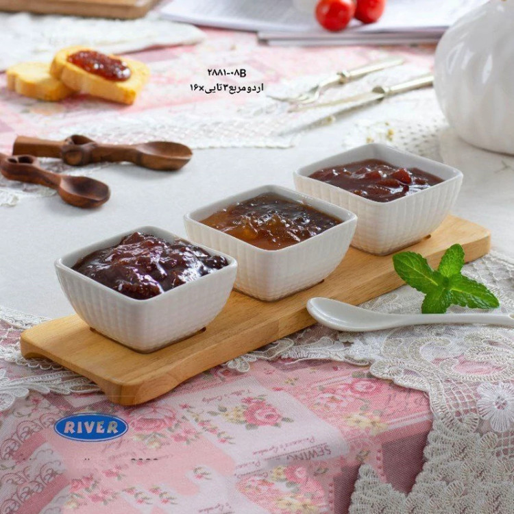 اردو خوری 3 خانه با سینی چوبی برند RIVER مدل 08B-2881