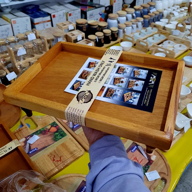سینی چوبی پایه دار رایز با چوب راش گرجستانی کد 11086