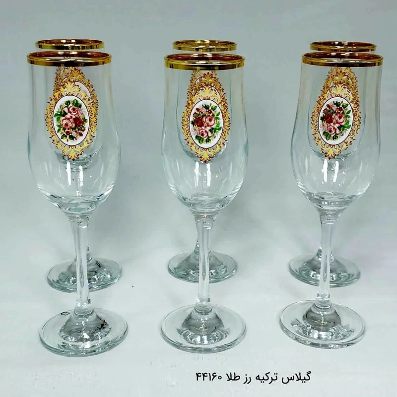 لیوان پاشاباغچه مدل تولیپ رز طلا کد 44160 بسته 6 عددی با ارسال رایگان