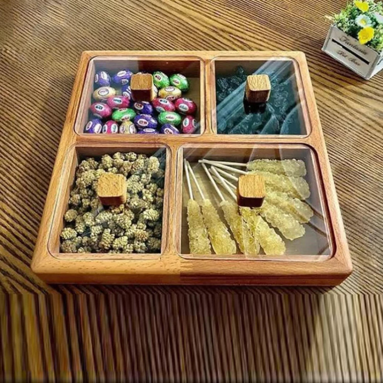 جعبه پذیرایی یا تی بگ 4 خانه چوبی کد 11034 با ارسال رایگان