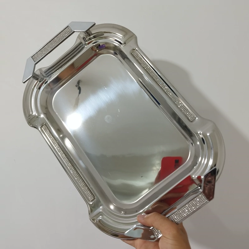 سینی استیل 2 تایی نگین دار مینیاتور مدل 002 با ارسال رایگان