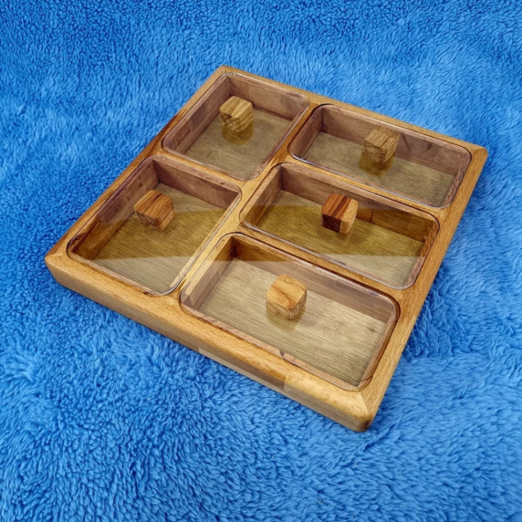 جعبه پذیرایی یا تی بگ 5 خانه چوبی کد 11025