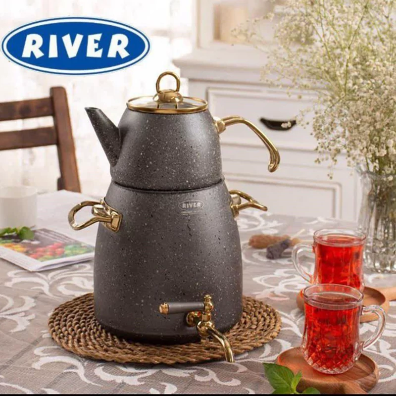 سماور قوری گرانیتی 4 لیتر RIVER مدل 5833 طوسی ارسال رایگان