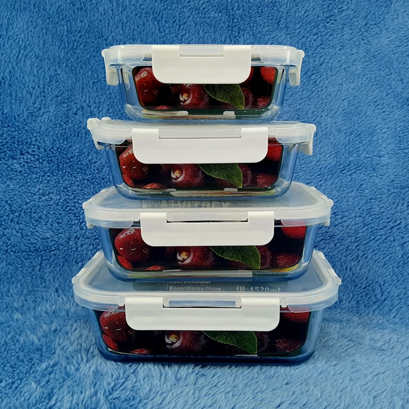 ظرف نگهدارنده غذای 4 تکه مستطیل ویترکس مدل VITREX 370 رنگ سفید