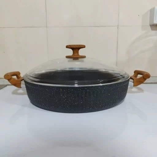 تابه دو دسته گرانیتی سایز 28 EVIZ اویز مدل فورج السا مشکی با ضمانت 18 ماهه ارسال رایگان
