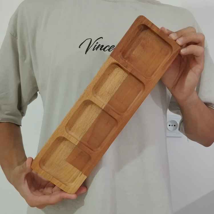 اردو خوری 4 خانه چوبی مستطیل راش گرجستان کد 5023 بسته 1 عددی