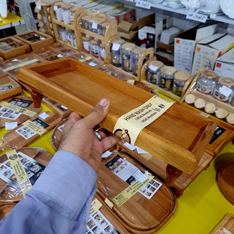 سینی چوبی پایه دار رایز با چوب راش گرجستانی کد 11087