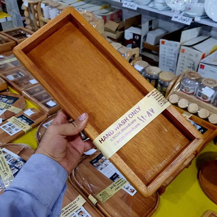 سینی چوبی پایه دار رایز با چوب راش گرجستانی کد 11087
