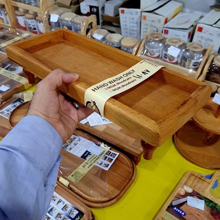 سینی چوبی پایه دار رایز با چوب راش گرجستانی کد 11087