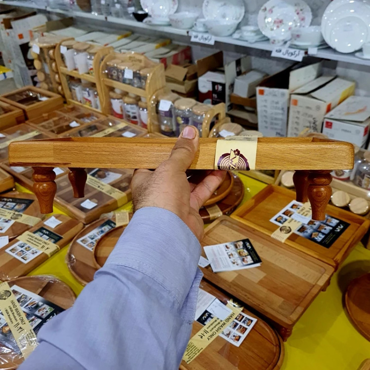 سینی چوبی پایه دار رایز با چوب راش گرجستانی کد 11087