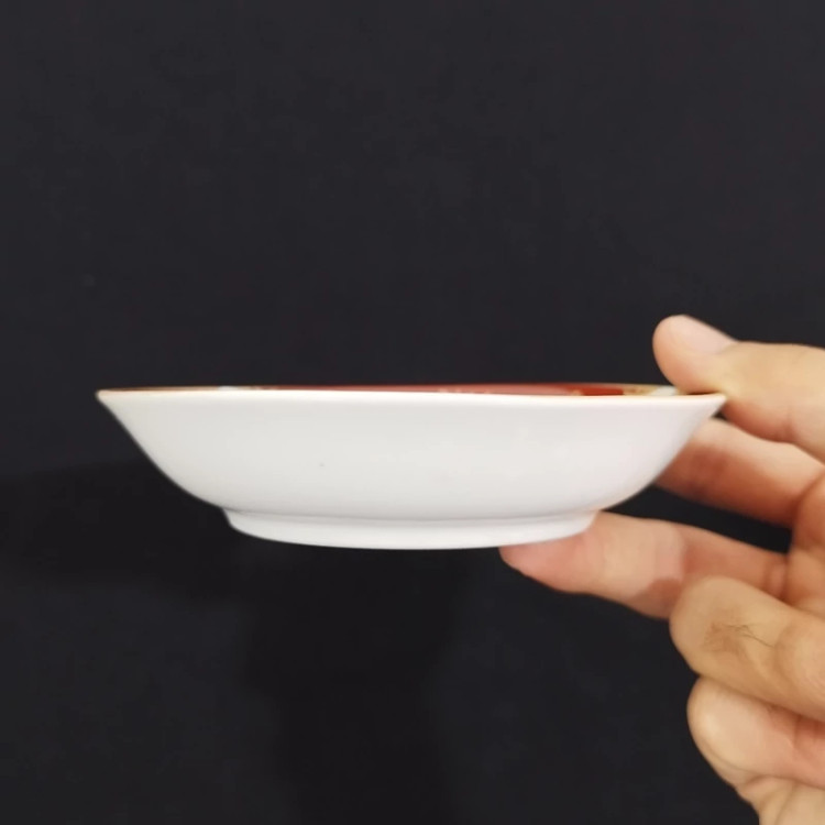 نعلبکی چینی طرح معینی زرشکی رز بسته 6 عددی با ارسال رایگان