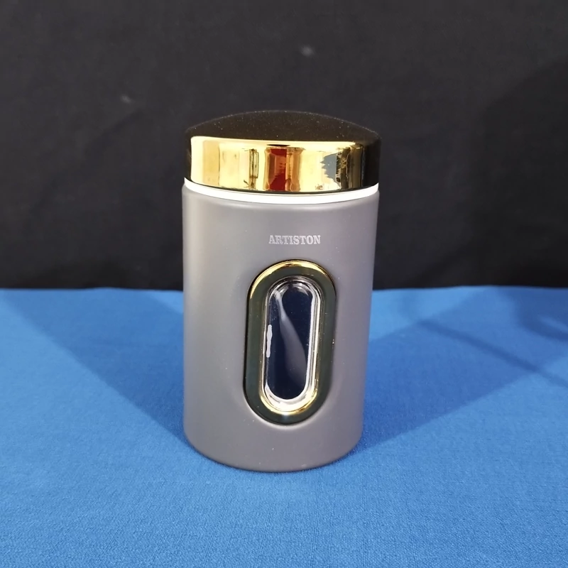 ست 8 پارچه ادویه و حبوبات استیل آرتیستون درب طلا کد 8566