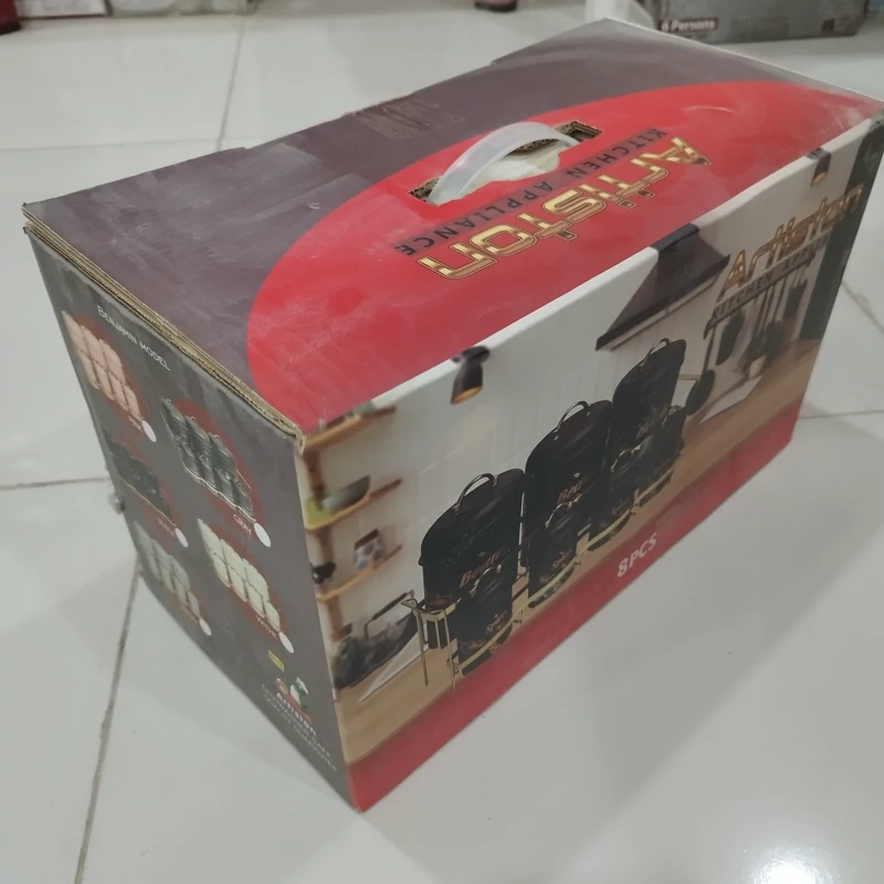 ست 8 پارچه ادویه و حبوبات استیل آرتیستون درب طلا کد 8566