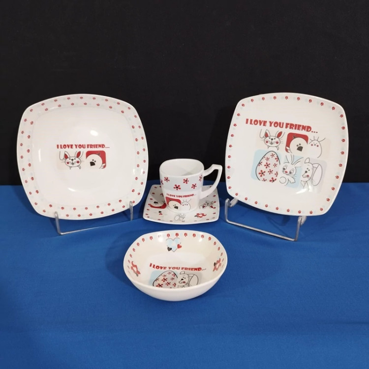 ست غذا خوری کودک 5 پارچه چینی EPM مدل خرگوش خاکستری با ارسال رایگان