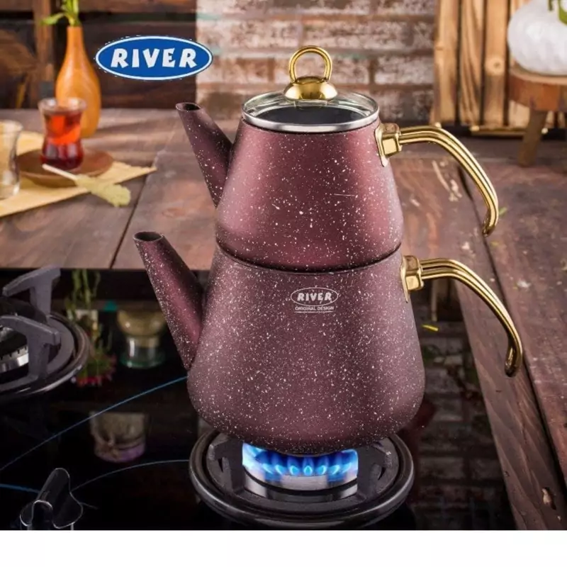 کتری و قوری گرانیتی ریور RIVER کد 5824 زرشکی با ارسال رایگان