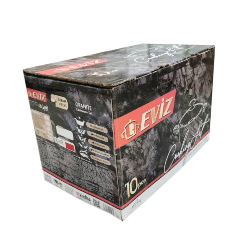 سرویس قابلمه 10 پارچه چدن گرانیت اویز EVIZ مدل سوئینگ طوسی (خاکستری)