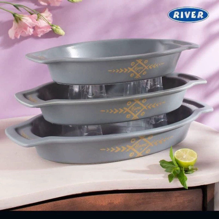 ست تابه سرامیکی 3 تایی بیضی کد G برند RIVER