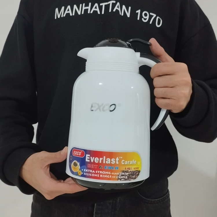 فلاسک شیشه دار 1900 میلی لیتر EXCO ایکسکو سفید با ارسال رایگان