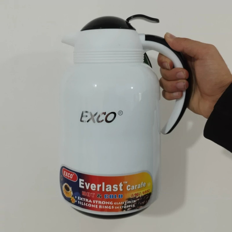 فلاسک شیشه دار 1900 میلی لیتر EXCO ایکسکو سفید با ارسال رایگان
