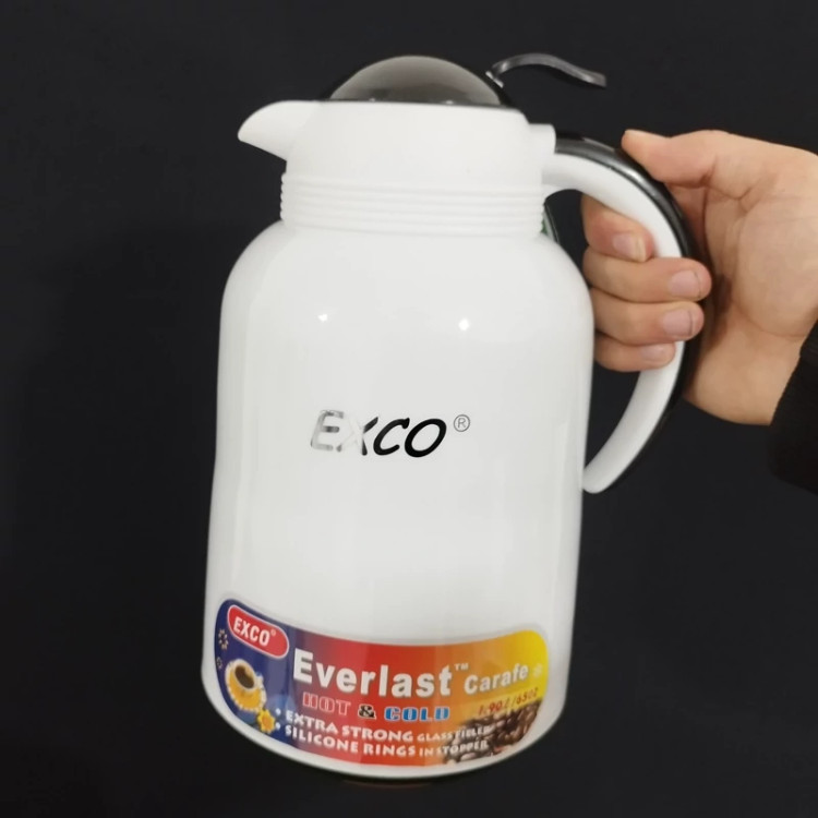 فلاسک شیشه دار 1900 میلی لیتر EXCO ایکسکو سفید با ارسال رایگان
