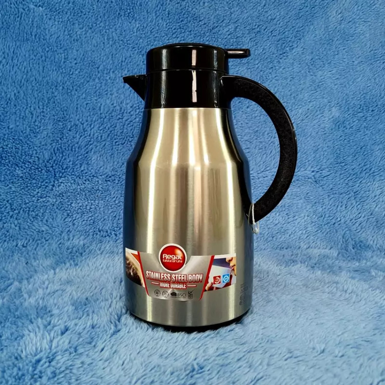 فلاسک 1 لیتر REGAL مدل کندو شیشه دار بدنه استیل رگال