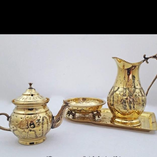 ست کنار سماوری کوچک زرد قلم ارسال رایگان