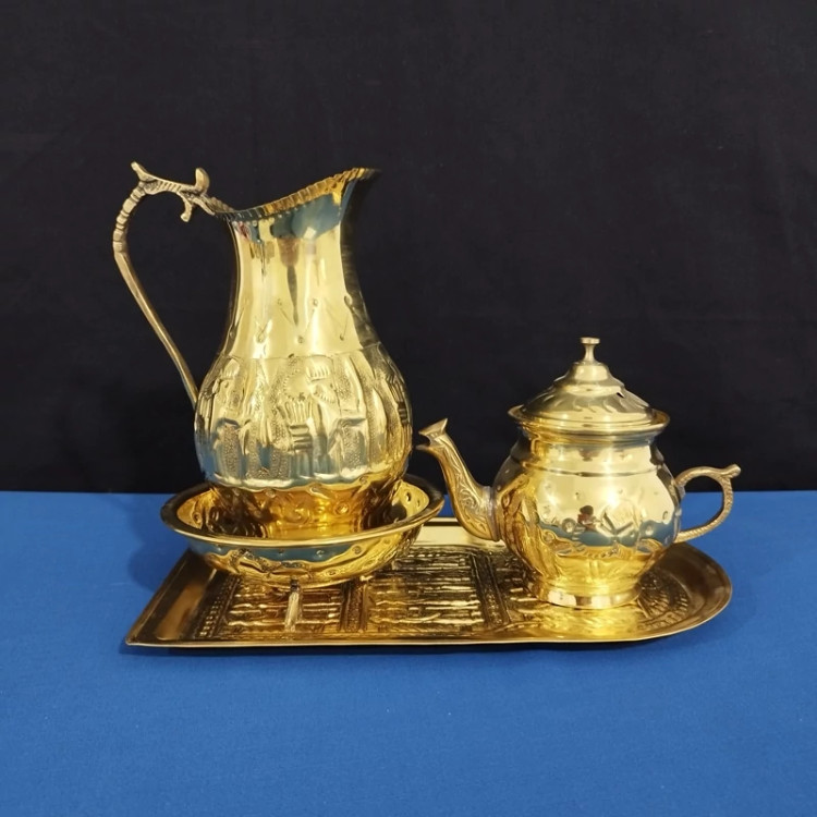 ست کنار سماوری کوچک زرد قلم ارسال رایگان