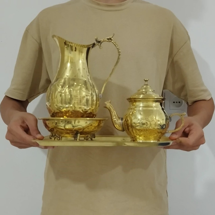 ست کنار سماوری کوچک زرد قلم ارسال رایگان