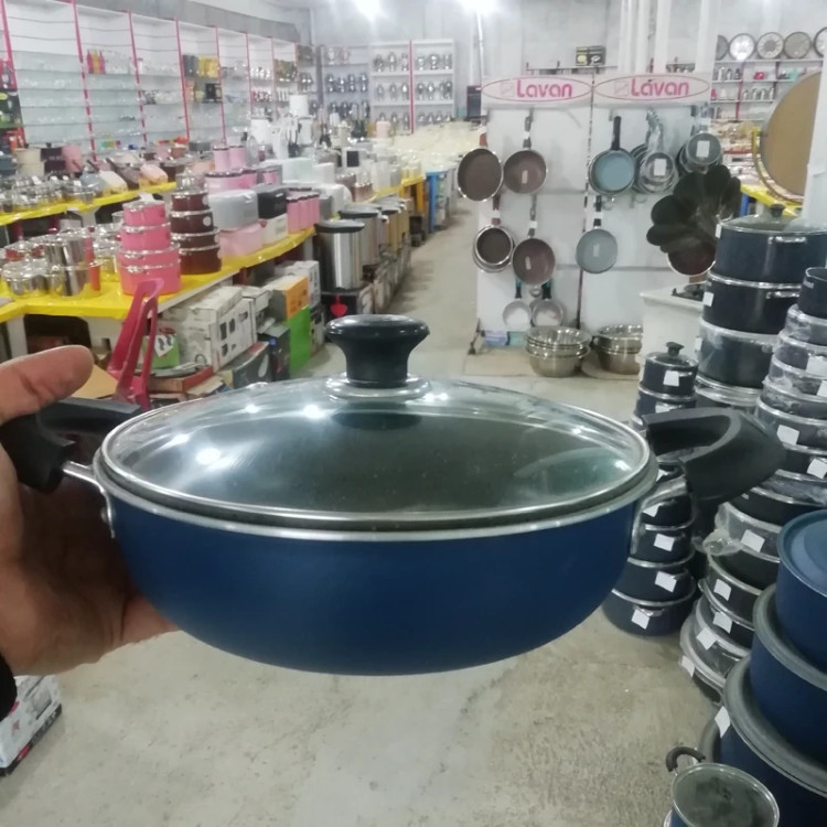 تابه سایز 24 درب پیرکس گرانیتی سرمه ای گل سرخ
