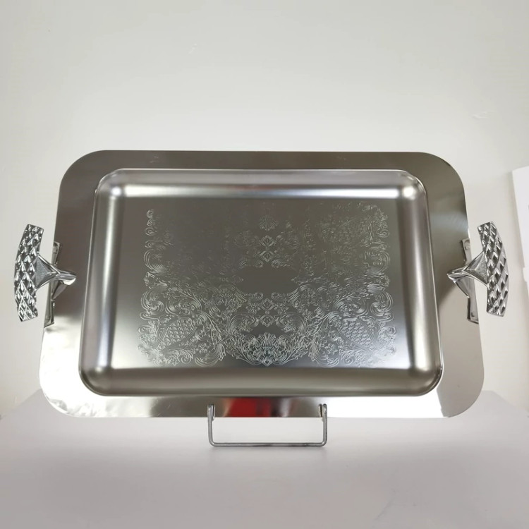 سینی استیل مستطیل بزرگ بی پایه ریور کد 1116 بسته 1 عددی