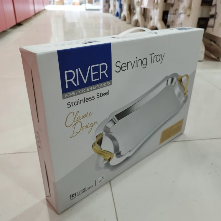 سینی استیل مستطیل بزرگ بی پایه ریور کد 1116 بسته 1 عددی