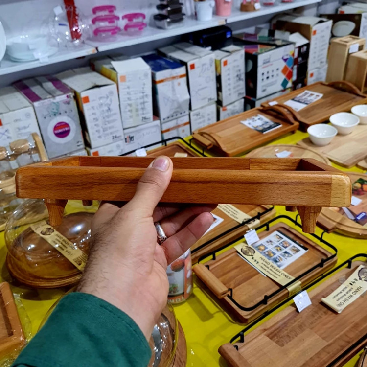 سینی چوبی پایه دار رایز با چوب راش گرجستانی کد 11088