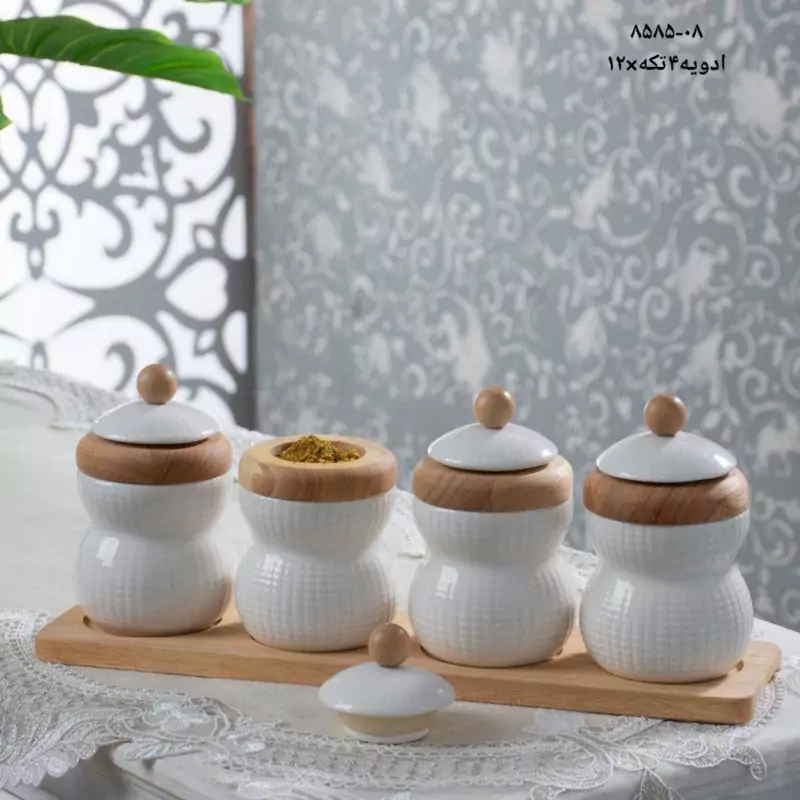 ست جا ادویه 4 تکه سرامیکی استنددار برند RIVER  مدل 8-8585