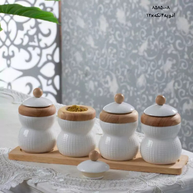 ست جا ادویه 4 تکه سرامیکی استنددار برند RIVER مدل 8-8585