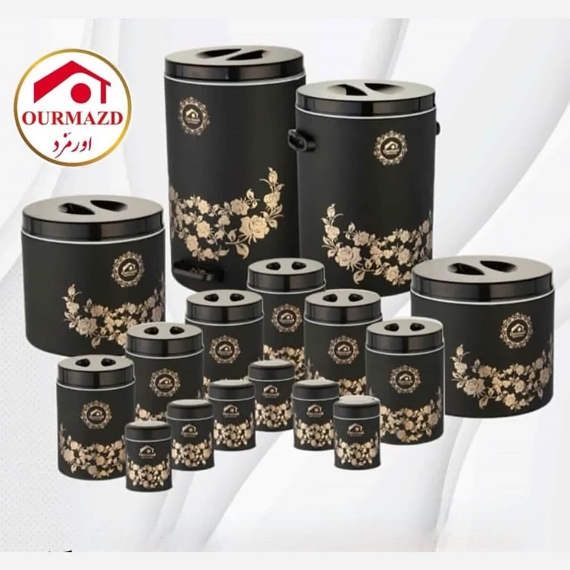 سرویس جهیزیه 16 پارچه طرح گل رز اورمزد درب مشکی کد 1027 با ارسال رایگان