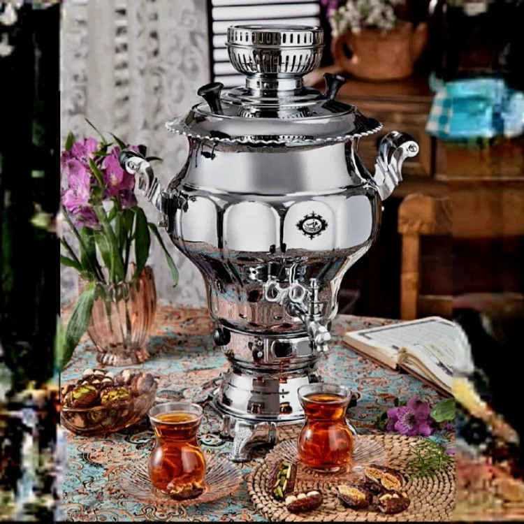 سماور گازی 6 لیتر عالی نسب مدل نقشینه سیمین ارسال رایگان