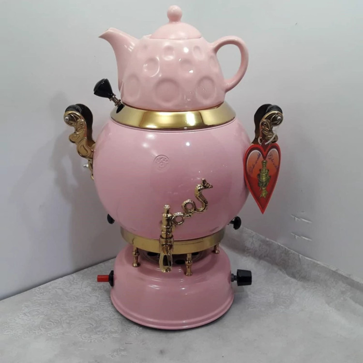 سماور سه کار فندک دار در 2 رنگ کرم و صورتی