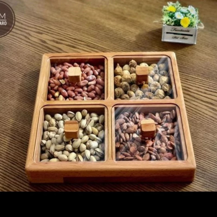 جعبه پذیرایی یا تی بگ 4 خانه چوبی کد 11026 با ارسال رایگان