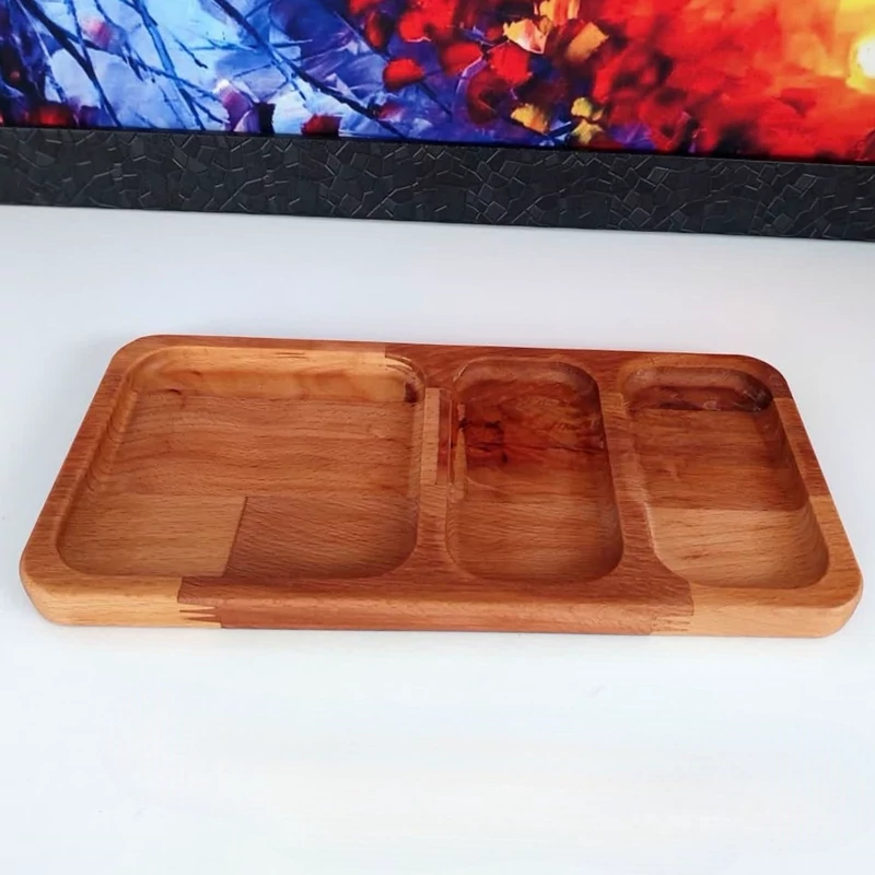 اردو خوری 3 خانه چوبی مستطیل راش گرجستان کد 5030 بسته 1 عددی