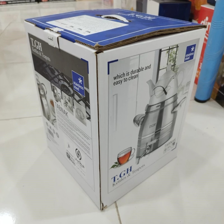 کتری و قوری روگازی استیل کف چدنی 5 لیتر برند قیطاسی T.G.H کد 7730 با ضمانت 15 ماهه