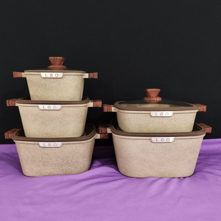سرویس 10 پارچه چدنی LEO نسکافه ای با ضمانت 12 ماهه ارسال رایگان